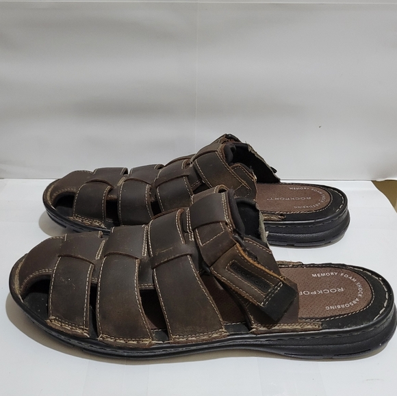 ROCKPORT Mens Leather Fisherman Sandal Darwyn Brown - Picture 2 of 7